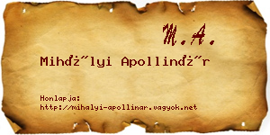 Mihályi Apollinár névjegykártya